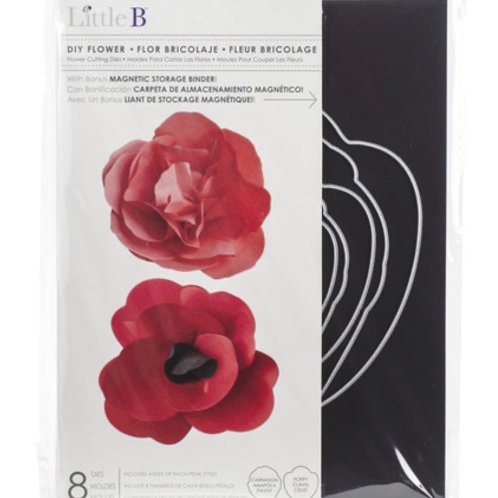 Little B DIY flower Cutting Die - Carnation & Poppy, 8/Pkg